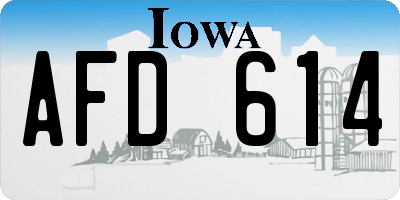 IA license plate AFD614