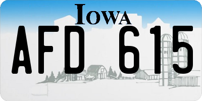 IA license plate AFD615
