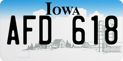 IA license plate AFD618