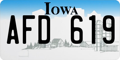 IA license plate AFD619