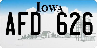 IA license plate AFD626