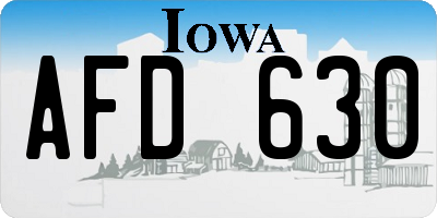 IA license plate AFD630
