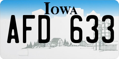 IA license plate AFD633