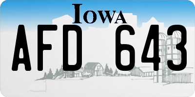 IA license plate AFD643