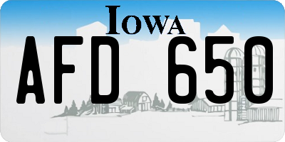 IA license plate AFD650