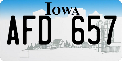 IA license plate AFD657