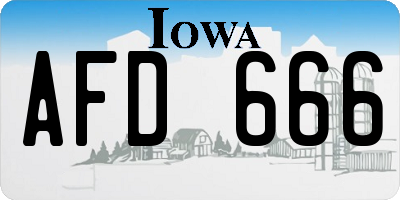 IA license plate AFD666