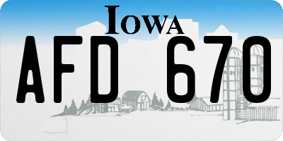 IA license plate AFD670
