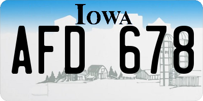IA license plate AFD678