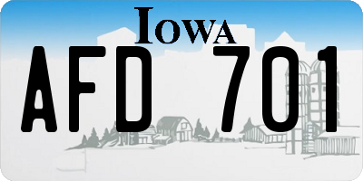 IA license plate AFD701