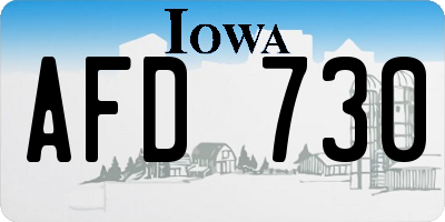 IA license plate AFD730