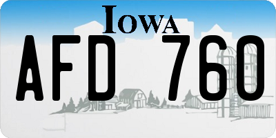 IA license plate AFD760