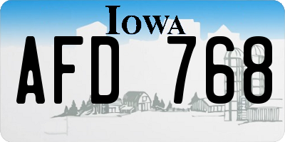 IA license plate AFD768