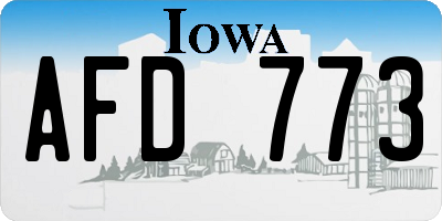 IA license plate AFD773