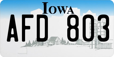 IA license plate AFD803