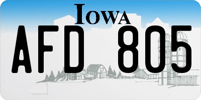 IA license plate AFD805