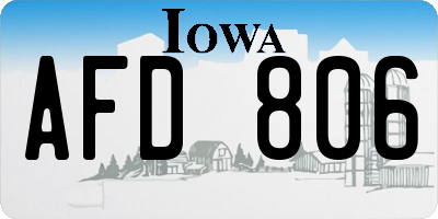 IA license plate AFD806