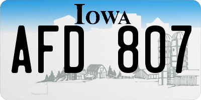 IA license plate AFD807