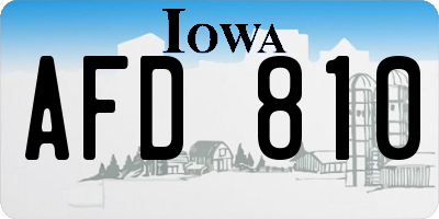 IA license plate AFD810