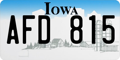 IA license plate AFD815
