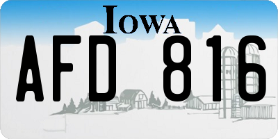 IA license plate AFD816