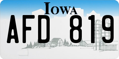IA license plate AFD819