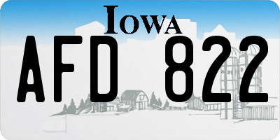 IA license plate AFD822