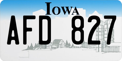IA license plate AFD827