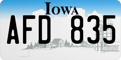IA license plate AFD835