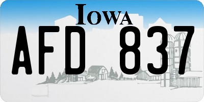 IA license plate AFD837