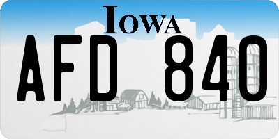 IA license plate AFD840