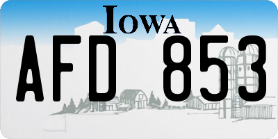 IA license plate AFD853