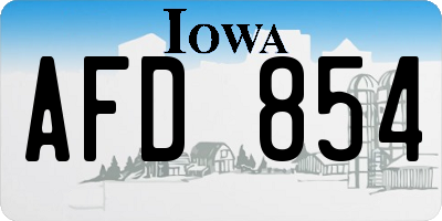 IA license plate AFD854