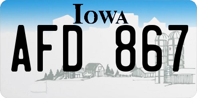 IA license plate AFD867