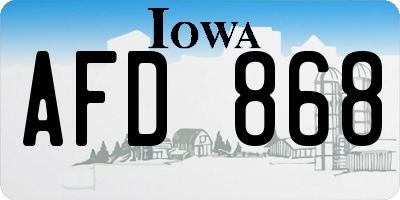 IA license plate AFD868
