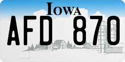 IA license plate AFD870