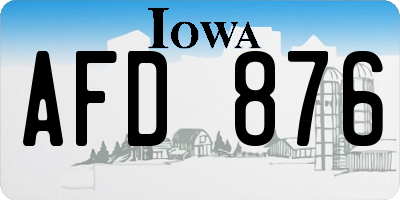 IA license plate AFD876