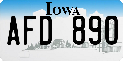 IA license plate AFD890