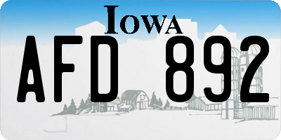 IA license plate AFD892