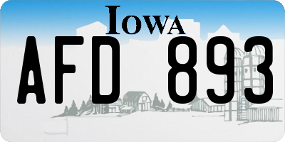 IA license plate AFD893