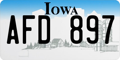 IA license plate AFD897