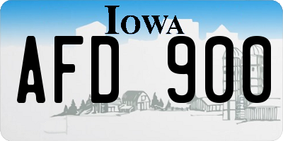 IA license plate AFD900