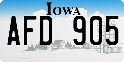 IA license plate AFD905