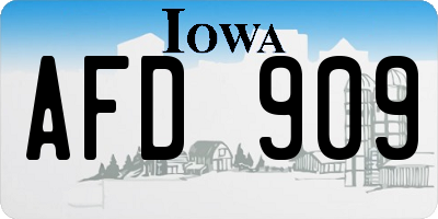 IA license plate AFD909