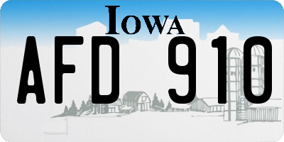 IA license plate AFD910