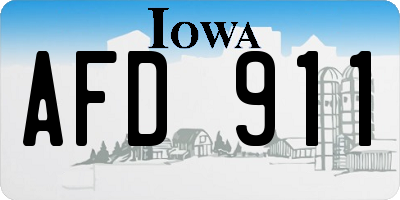 IA license plate AFD911