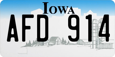 IA license plate AFD914