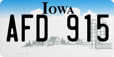 IA license plate AFD915