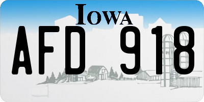 IA license plate AFD918