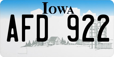 IA license plate AFD922